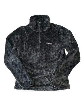 Columbia Black Plush Half-Zip Fleece Pullover size M kangaroo pocket